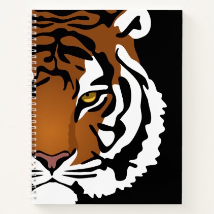 Tiger, Wild Cat on Black Notebook