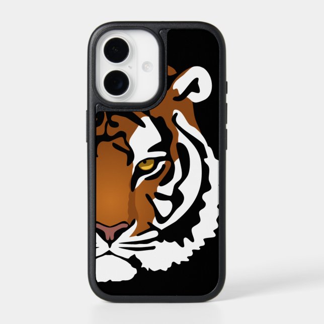 Tiger, Wild Cat on Black Otterbox iPhone Case (Back)