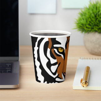 Tiger, Wild Cat on Black Paper Cups