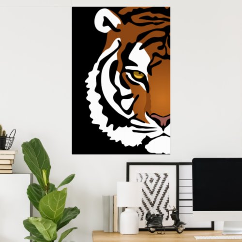 Tiger Wild Cat on Black Poster