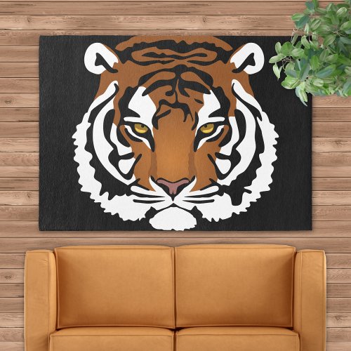 Tiger Wild Cat on Black Rug