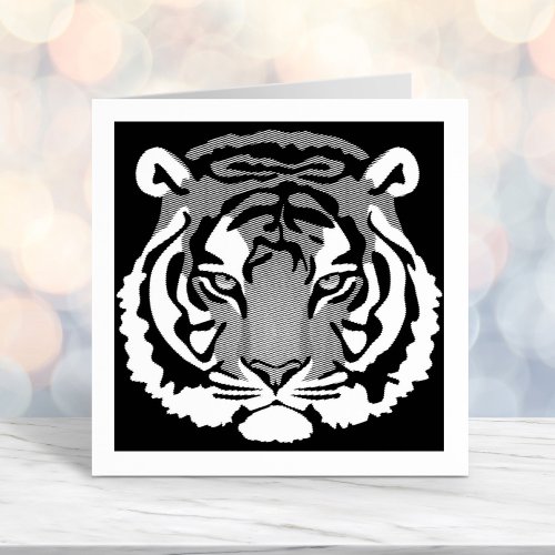 Tiger Wild Cat on Black Self_inking Stamp