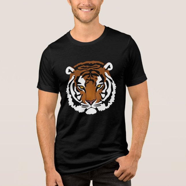 Tiger, Wild Cat on Black Tri-Blend Shirt (Front)