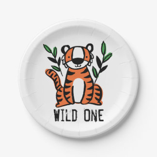 Tiger Wild One Birthday Party Paper Plates