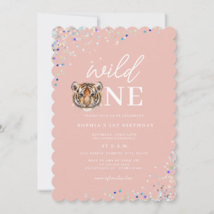 Tiger Wild One Celebration First Birthday Party Invitation