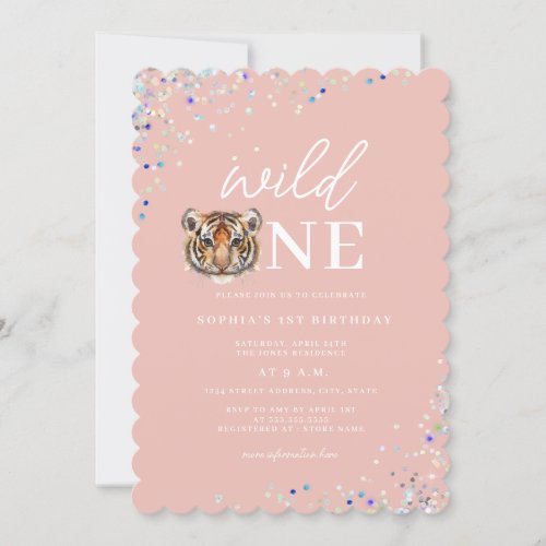 Tiger Wild One Celebration First Birthday Party  Invitation