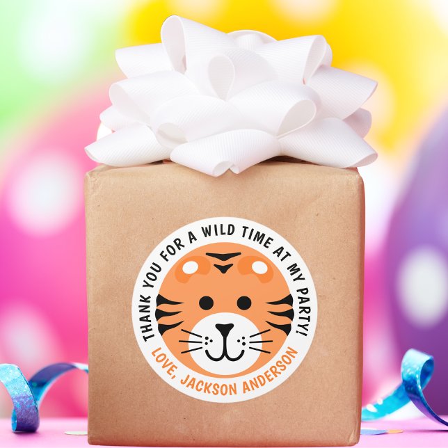 Tiger Wild One Jungle Safari Animal Kids Birthday  Classic Round Sticker (Creator Uploaded)