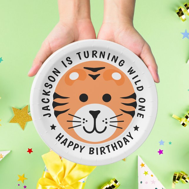 Tiger Wild One Jungle Safari Animal Kids Birthday  Paper Plates (Creator Uploaded)