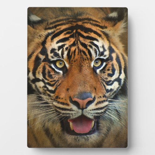 Tiger Wildlife Art Tabletop Plaque Easel