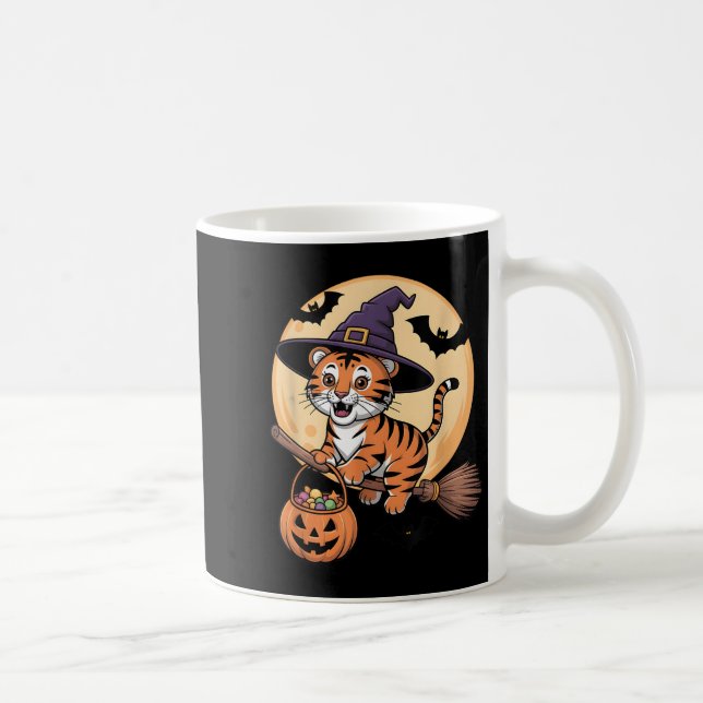 Tiger Witch Hat Pumpkin Halloween Costume Men Wome Coffee Mug (Right)