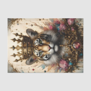 Tiger With A Crown Decoupage Tissue Paper