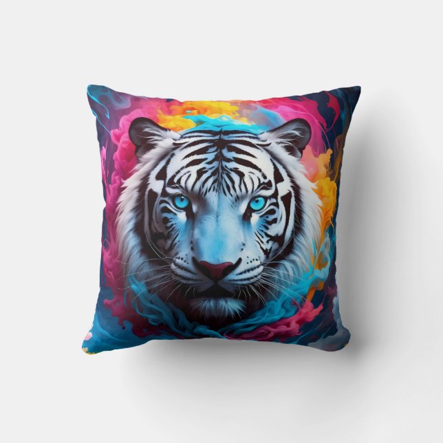 Tiger with a mystical and ethereal appearance throw pillow (Back)