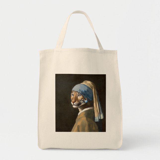 Tiger with a Pearl Earring Tote Bag (Front)