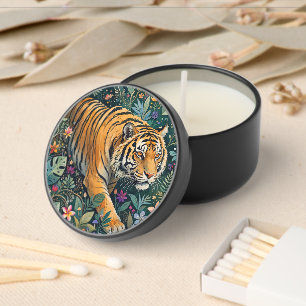 Tiger with Amber Eyes Fantasy Jungle Foliage Mini Candle Favors