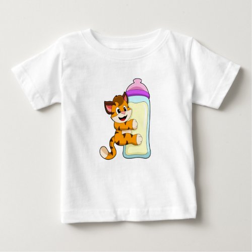 Tiger with Baby bottle of Milk Baby T_Shirt