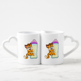 Tiger with Baby bottle of Milk Coffee Mug Set