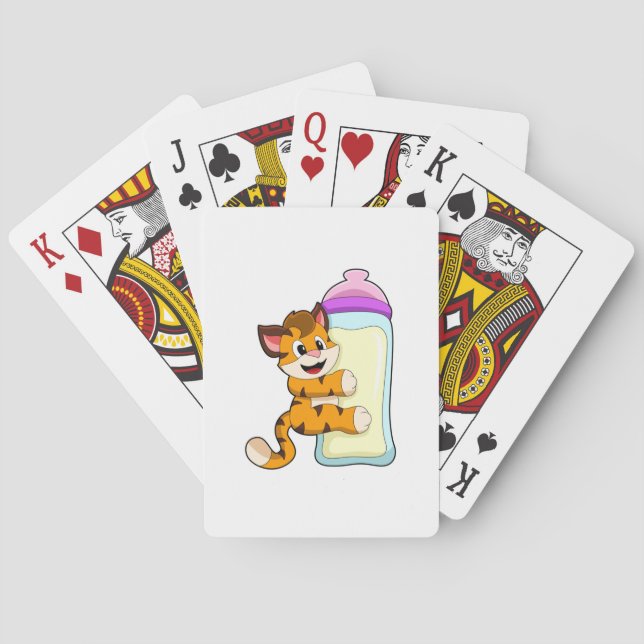 Tiger with Baby bottle of Milk Poker Cards (Back)