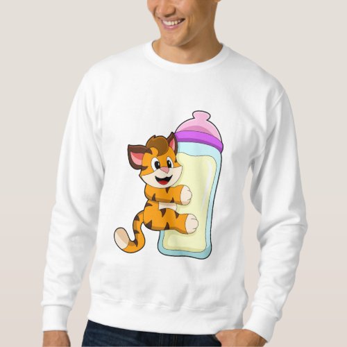 Tiger with Baby bottle of Milk Sweatshirt