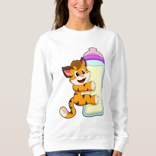 Tiger with Baby bottle of Milk Sweatshirt