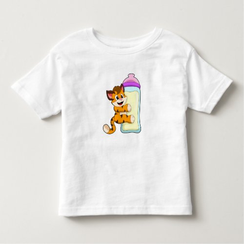 Tiger with Baby bottle of Milk Toddler T_shirt