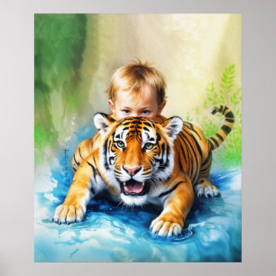 Tiger with baby poster