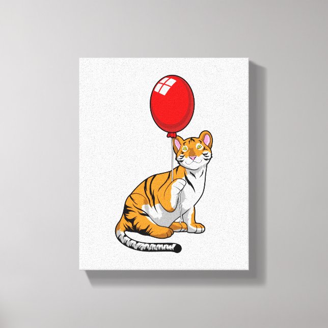 Tiger with Balloon Canvas Print (Front)