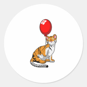 Tiger with Balloon Classic Round Sticker