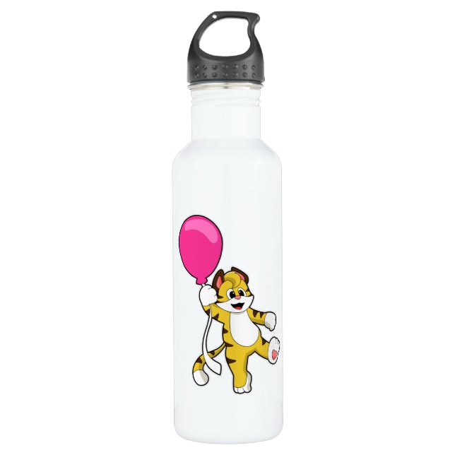 Tiger with Balloon Stainless Steel Water Bottle (Front)