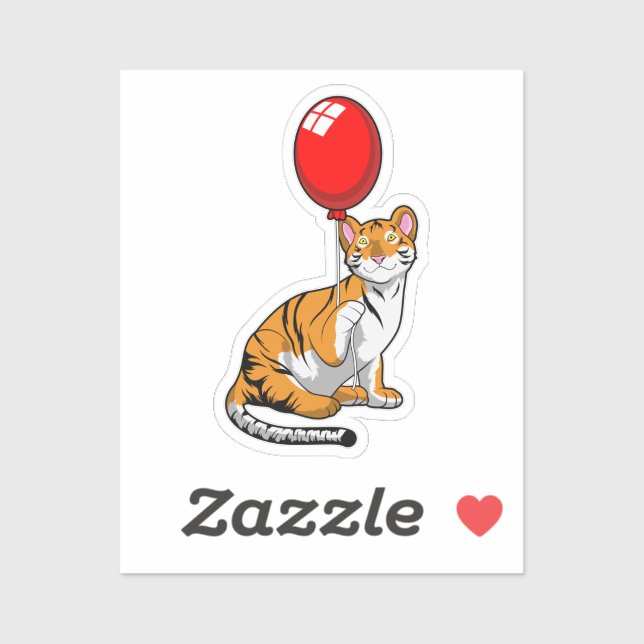 Tiger with Balloon Sticker (Sheet)