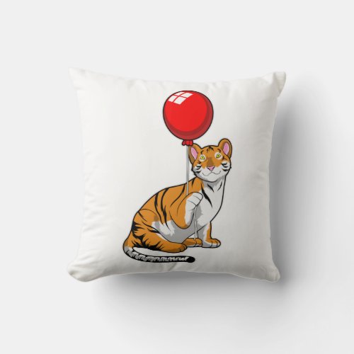 Tiger with Balloon Throw Pillow