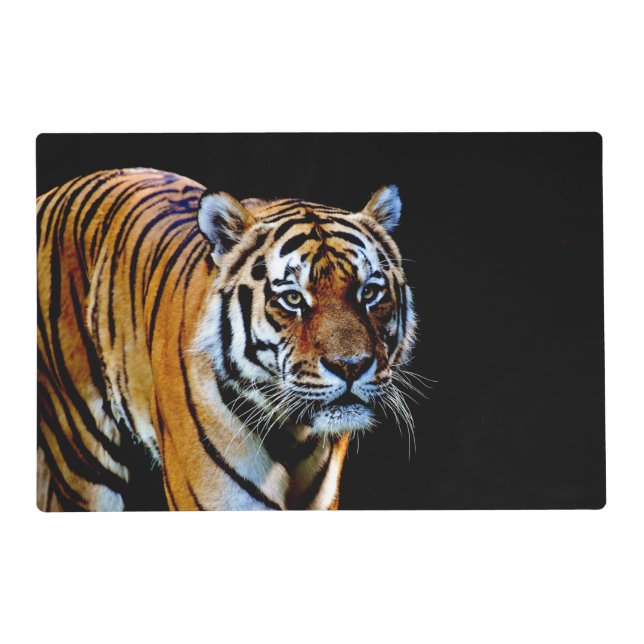 Tiger With Black Background Placemat (Front)