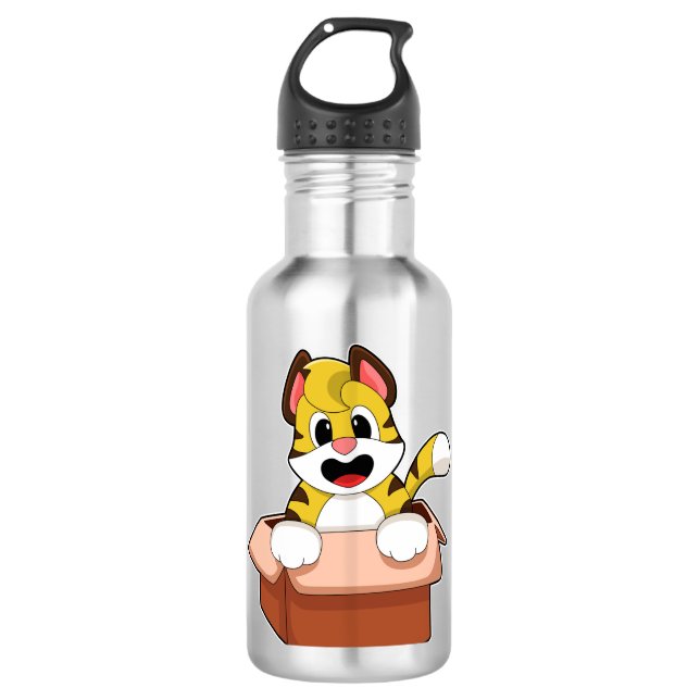 Tiger with Box Stainless Steel Water Bottle (Front)
