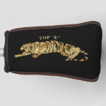 Tiger with Brown &amp; Black Background Golf Head Cove Golf Head Cover