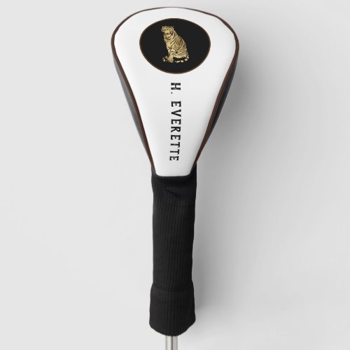 Tiger with Brown  Black Background Golf Head Cover