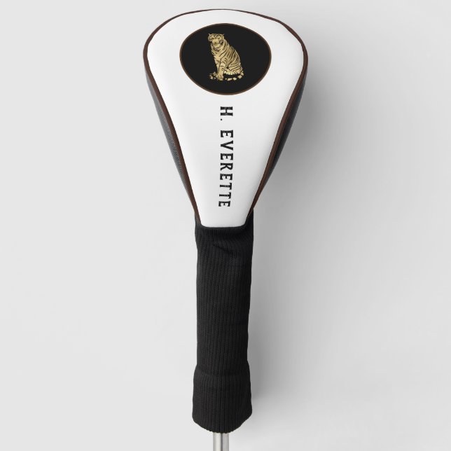 Tiger with Brown & Black Background Golf Head Cover (Front)