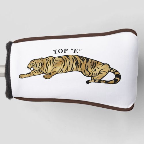 Tiger with Brown  White Background Golf  Golf Head Cover