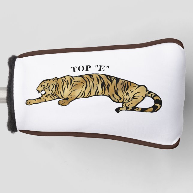 Tiger with Brown & White Background Golf  Golf Head Cover (Front)