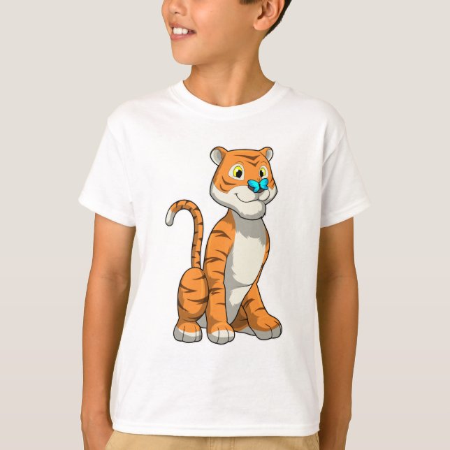 Tiger with Butterfly T-Shirt (Front)