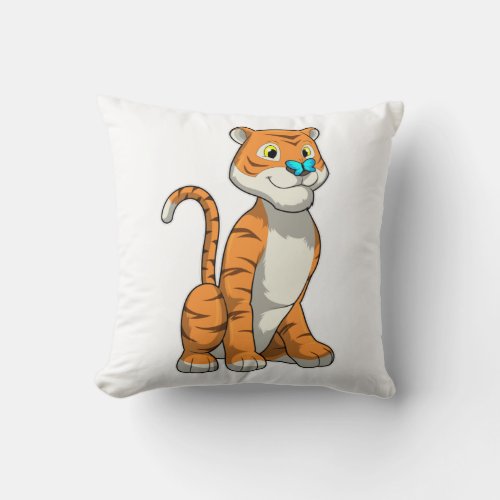 Tiger with Butterfly Throw Pillow