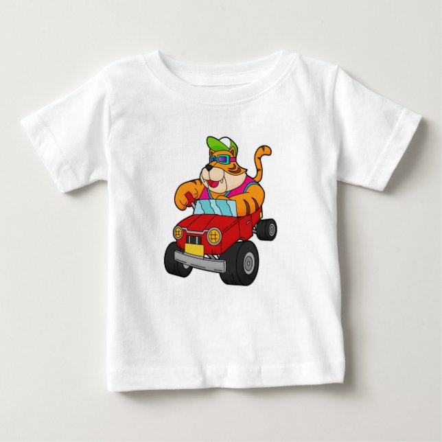 Tiger with Car Baby T-Shirt (Front)