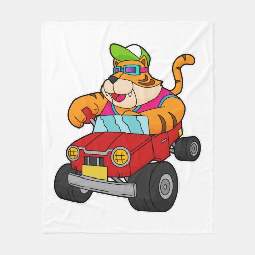 Tiger with Car Fleece Blanket