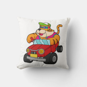 Tiger with Car Throw Pillow