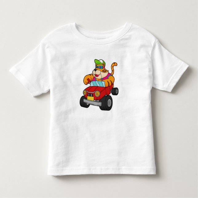 Tiger with Car Toddler T-shirt (Front)