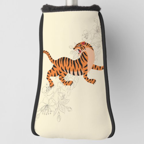 Tiger With Cherry Blossom Golf Head Cover
