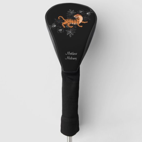 Tiger With Cherry Blossom Golf Your Name Golf Head Cover