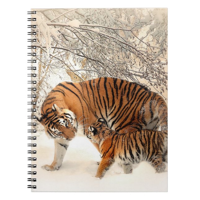 Tiger with cub in the Snow Notebook (Front)