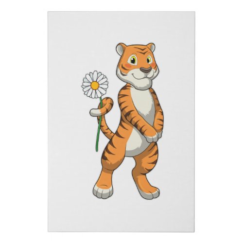 Tiger with Daisy Flower Faux Canvas Print