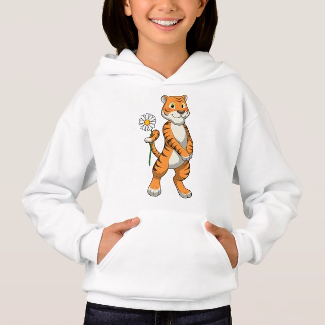 Tiger with Daisy Flower Hoodie (Front)