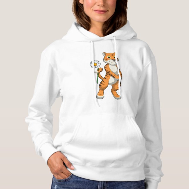 Tiger with Daisy Flower Hoodie (Front)
