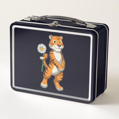 Tiger with Daisy Flower Metal Lunch Box